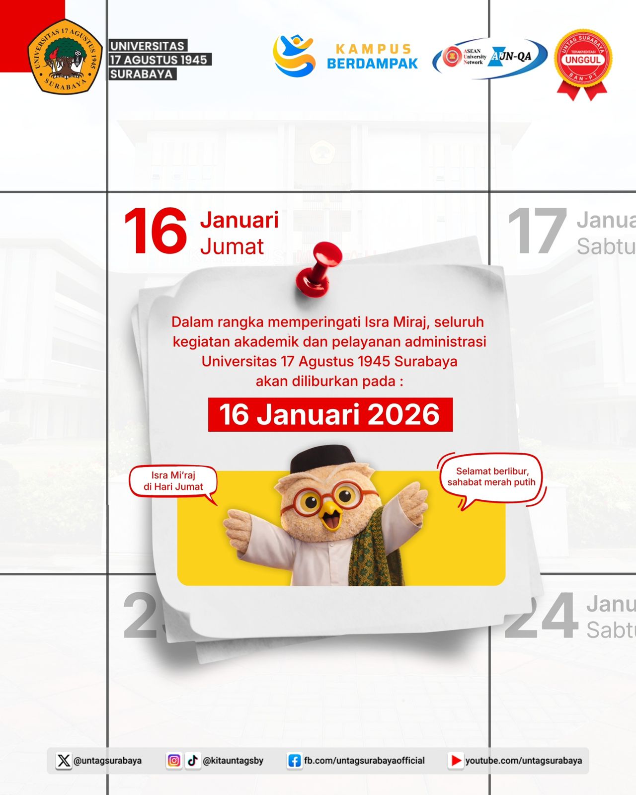 Isra' mi'raj 16 Januari 2026