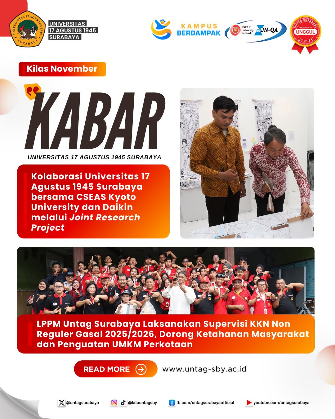 Kolaborasi Untag Surabaya dengan CSEAS Kyoto University dan Daikin Melalui Joint Research 