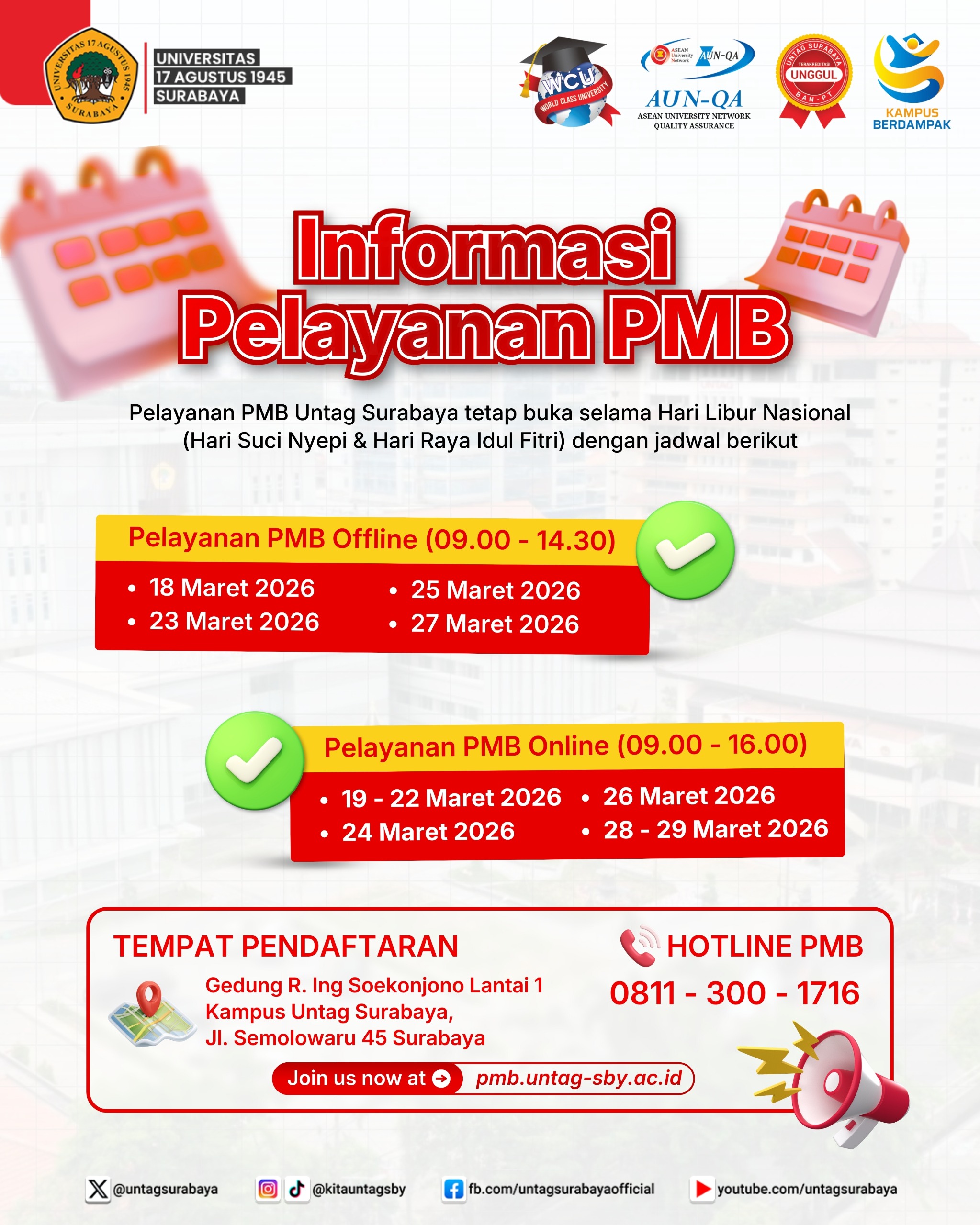 Informasi layanan PMB selama libur
