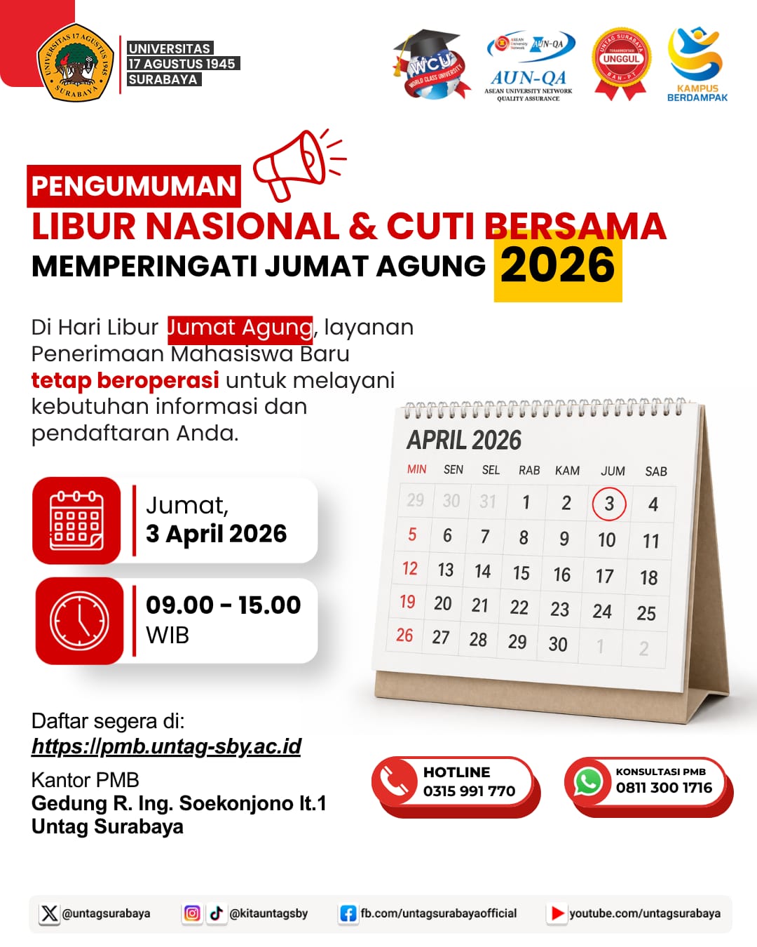 Pengumuman libur nasional & cuti bersama memperingati jumat agung 2026