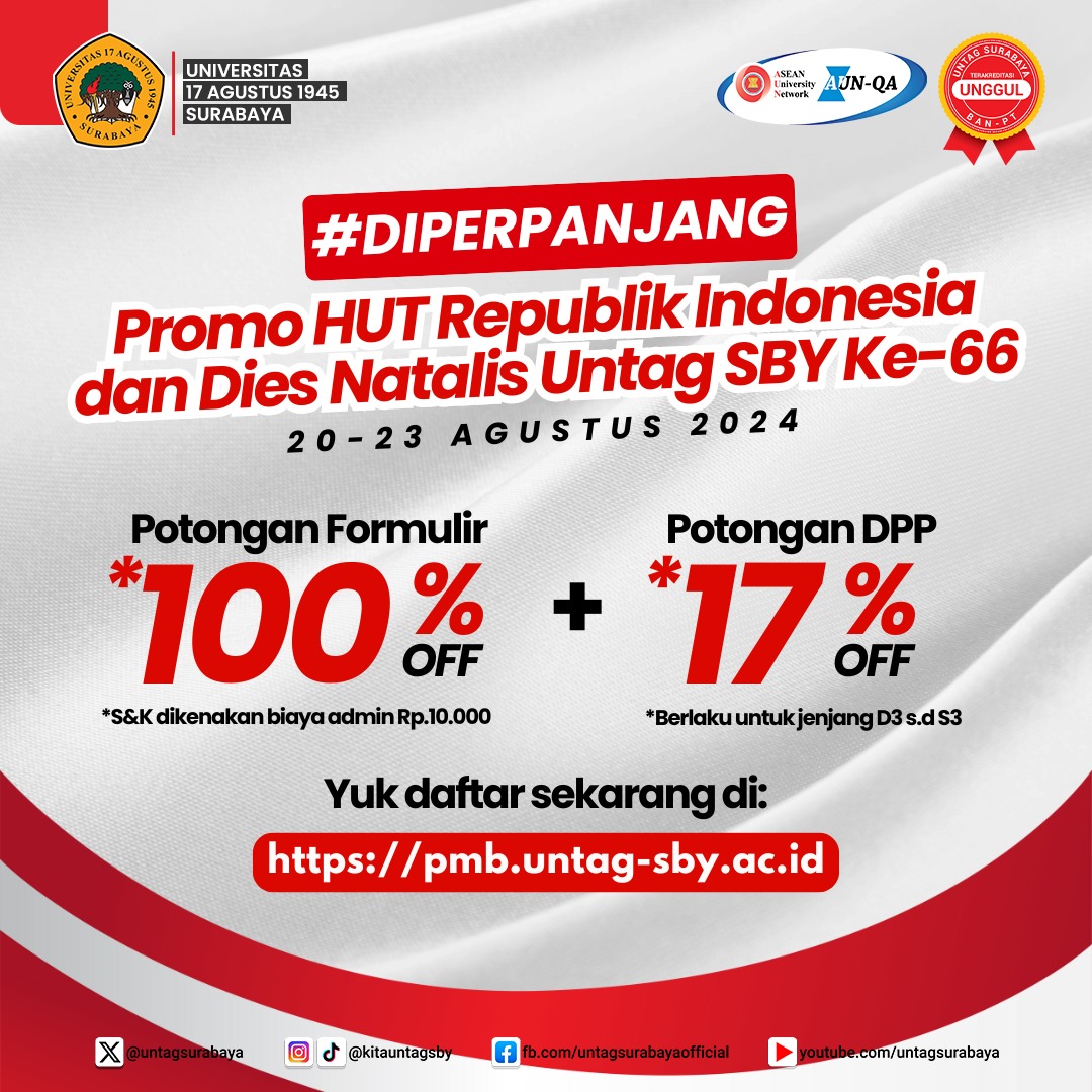 Diperpanjang Promo HUT Republik Indonesia dan Dies Natalis UNTAG SBY ke 66