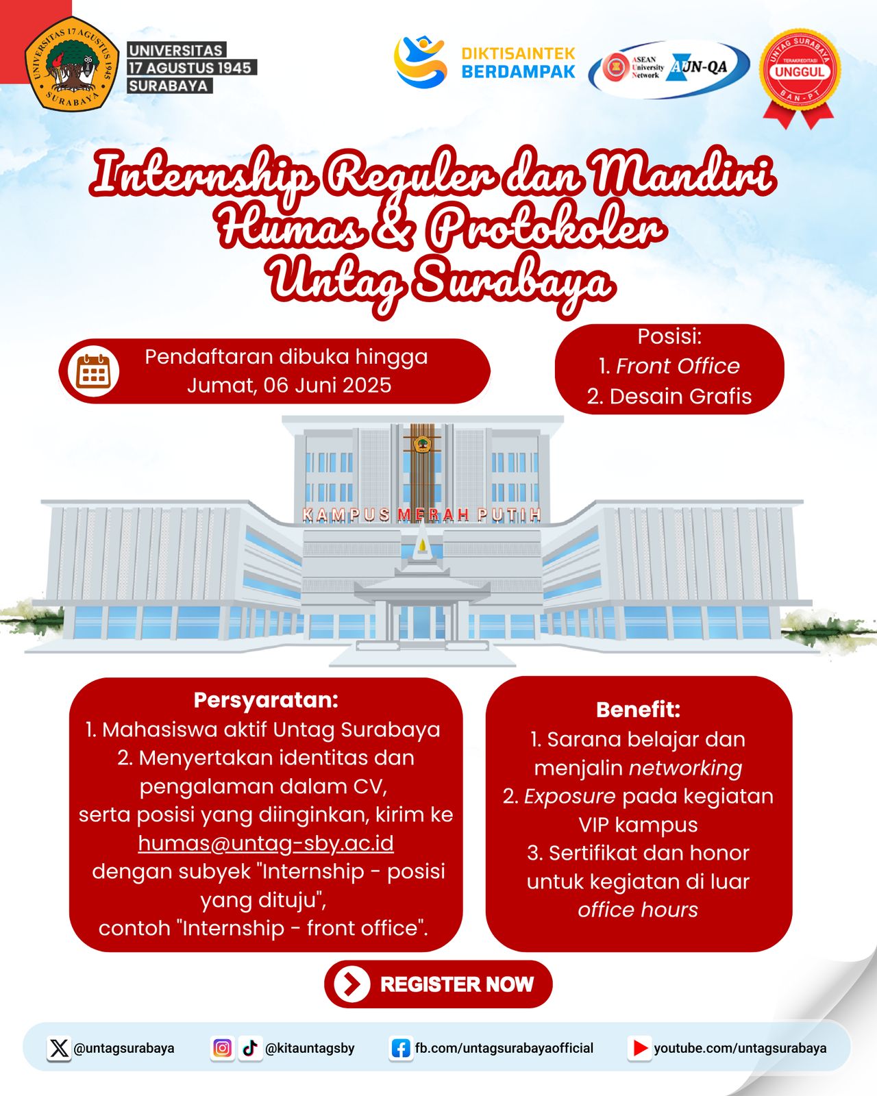 Internship Reguler dan mandiri Humas & Protokoler Untag Surabaya