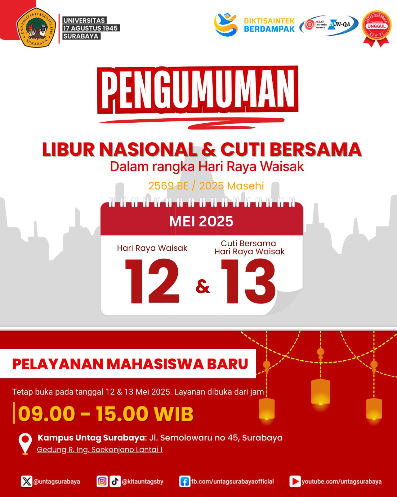 Pengumuman Libur Nasional & Cuti Bersama 12-13 Mei