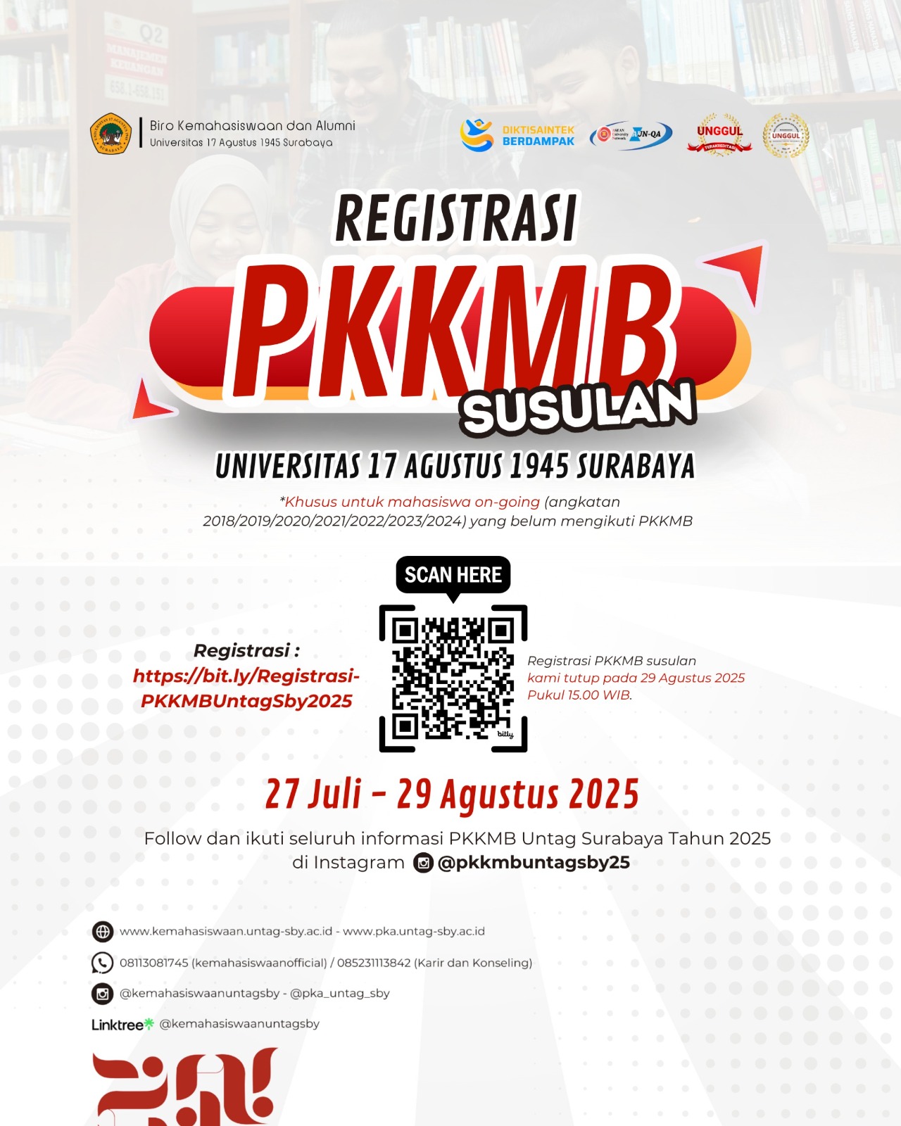 Segera daftar PKKMB Susulan Universitas 17 Agustus 1945 Surabaya!