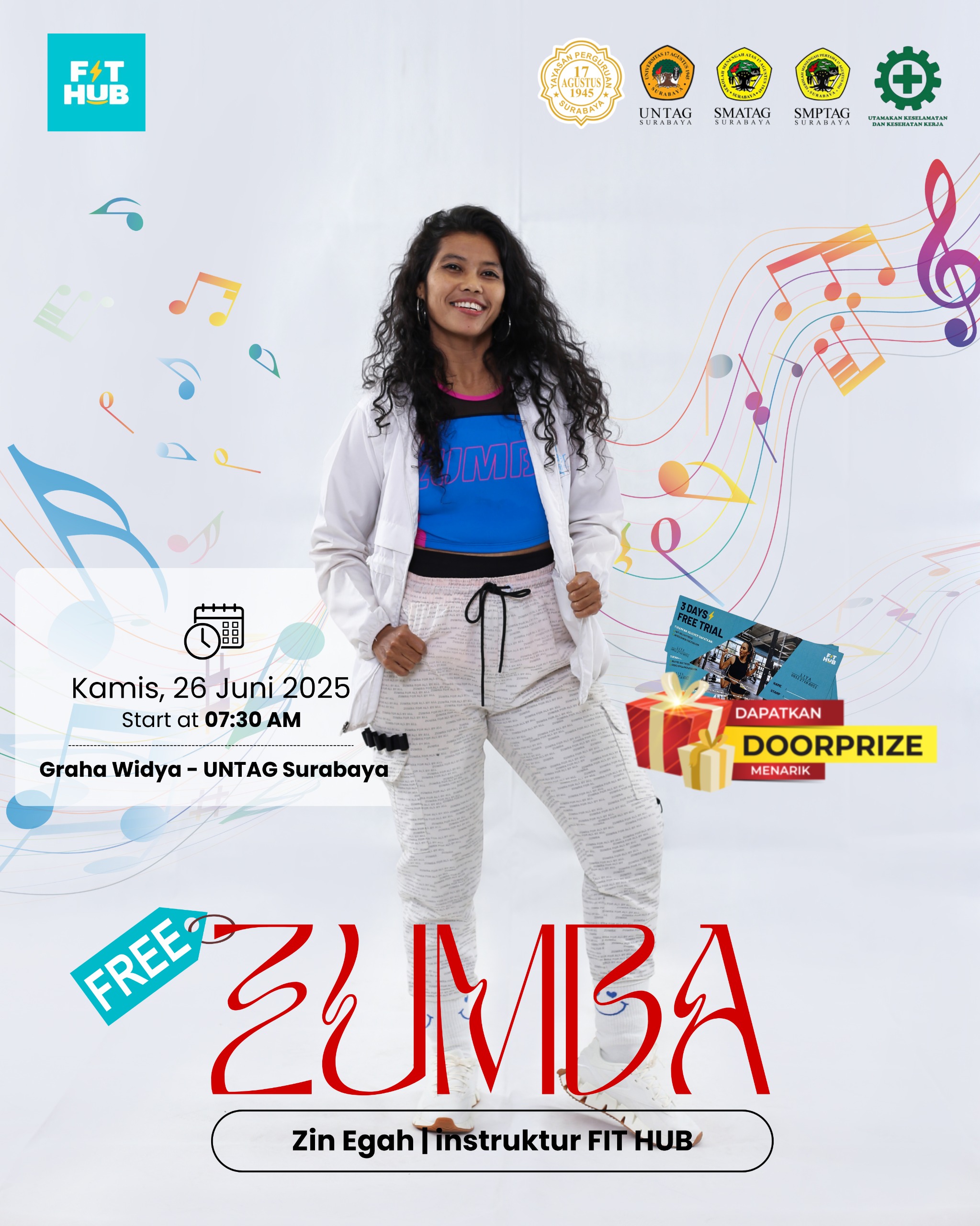 ZUMBA BERSAMA MANAJEMEN GEDUNG DAN LANDSCAPE YPTA SURABAYA!